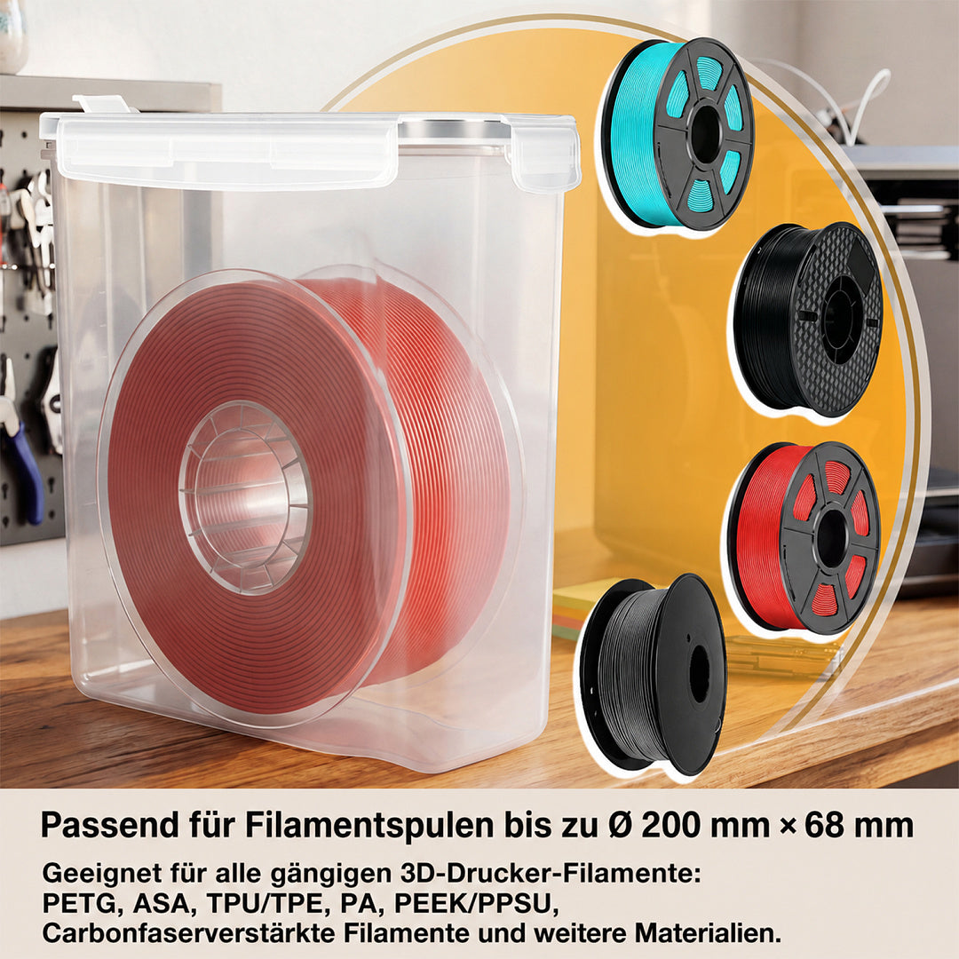 Randaco 3D‑Druck Filament‑Aufbewahrungsbox sichtbare Anzeige inkl. Trockenmittel Etiketten Whiteboard‑Marker