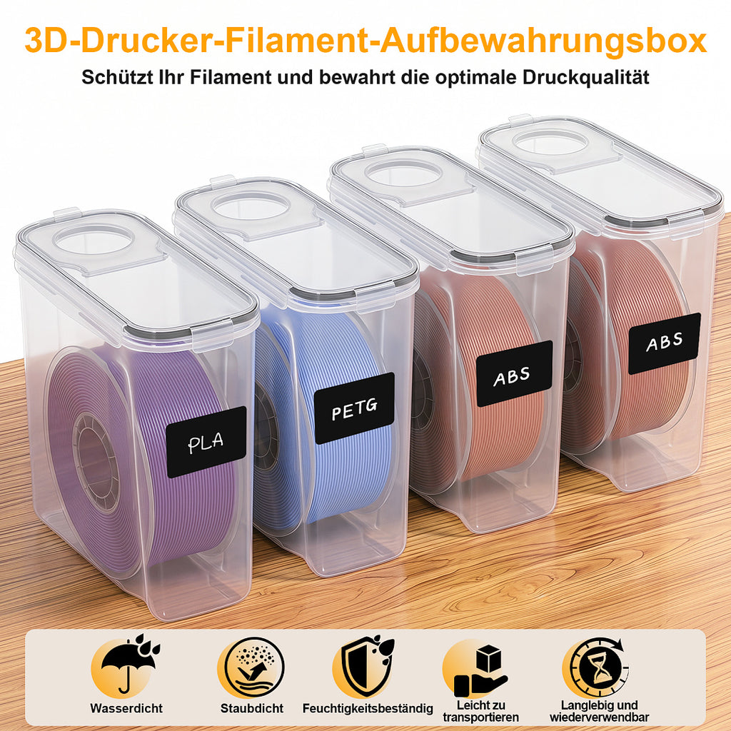 Randaco 3D‑Druck Filament‑Aufbewahrungsbox sichtbare Anzeige inkl. Trockenmittel Etiketten Whiteboard‑Marker