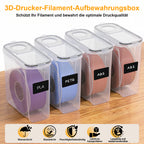 Randaco 3D‑Druck Filament‑Aufbewahrungsbox sichtbare Anzeige inkl. Trockenmittel Etiketten Whiteboard‑Marker