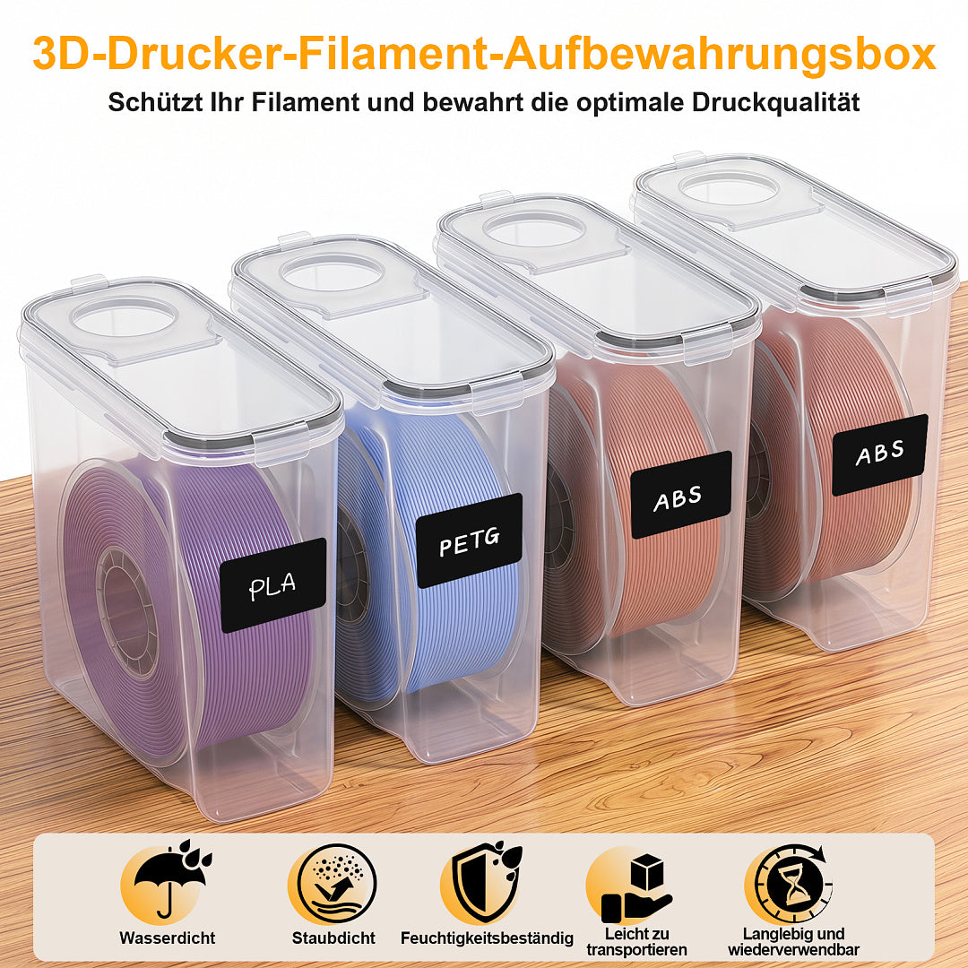 Randaco 3D‑Druck Filament‑Aufbewahrungsbox sichtbare Anzeige inkl. Trockenmittel Etiketten Whiteboard‑Marker