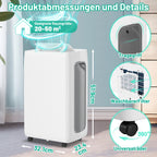 Randaco Elektrischer Luftentfeuchter 26 L/Tag bis 30 m² mit 24H-Timer Schlafmodus Abtauautomatik für Keller Schlafzimmer und Waschküche