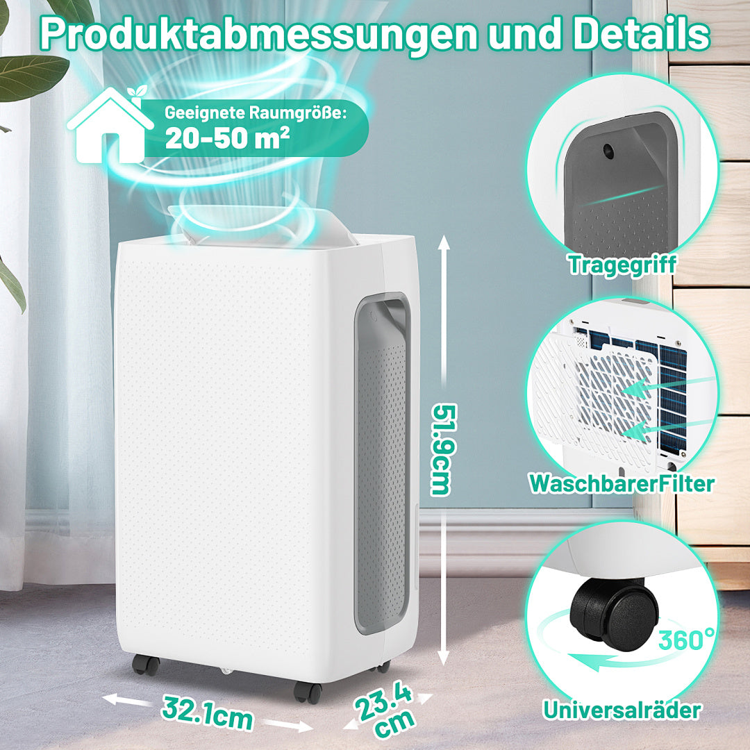 Randaco Elektrischer Luftentfeuchter 26 L/Tag bis 30 m² mit 24H-Timer Schlafmodus Abtauautomatik für Keller Schlafzimmer und Waschküche