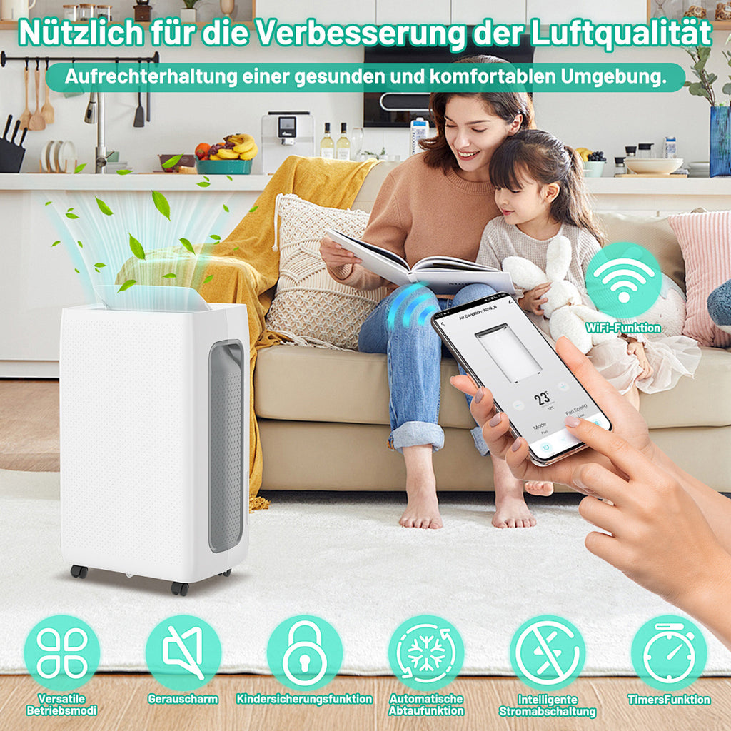 Randaco Luftentfeuchter 26 L/Tag mit WLAN für Räume bis 50 m² 4.3-L-Tank 3 Modi 24H-Timer & Ablaufschlauch