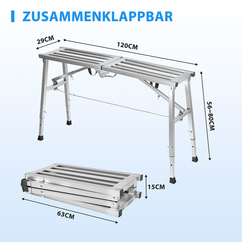 Randaco Arbeitsplattform höhenverstellbar klappbar Stahl Arbeitsbühne mobil 150 kg‑500 kg mit 3/4 Höhen Tragfähigkeit