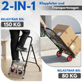 Randaco 2‑in‑1 Sackkarre mit Trittleiter 2‑Stufen‑ / 3‑Stufen‑Ausführung klappbare Sackkarre treppengängig treppengängig kompakt und transportabe
