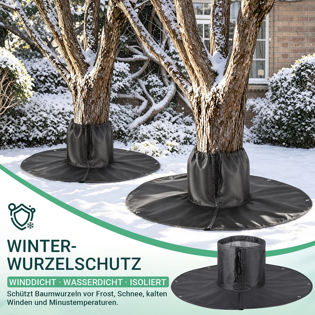 Randaco 2er-Set anthrazitfarbene Wurzelschutzabdeckungen mit Erdankern flexible Bodenmatten für Gartenbäume und Sträucher zur Winterpflege