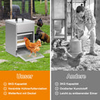 Randaco Futterautomat Hühner 5kg Hühnerfutterautomat mit Trittplatte Geflügel Futterspender Verzinkter Futtertrog Mäuseschutz Trockenfutterbox für Stall und Außenbereich
