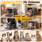 Randaco Edelstahl Katzenklo XXXL mit Klappdeckel 72.8 x 51 x 43 cm Halboffene Katzentoilette mit 90° Seitenklappe Aktivkohlefilter Schaufelhalter Trittmatte und herausnehmbarer Edelstahlwanne