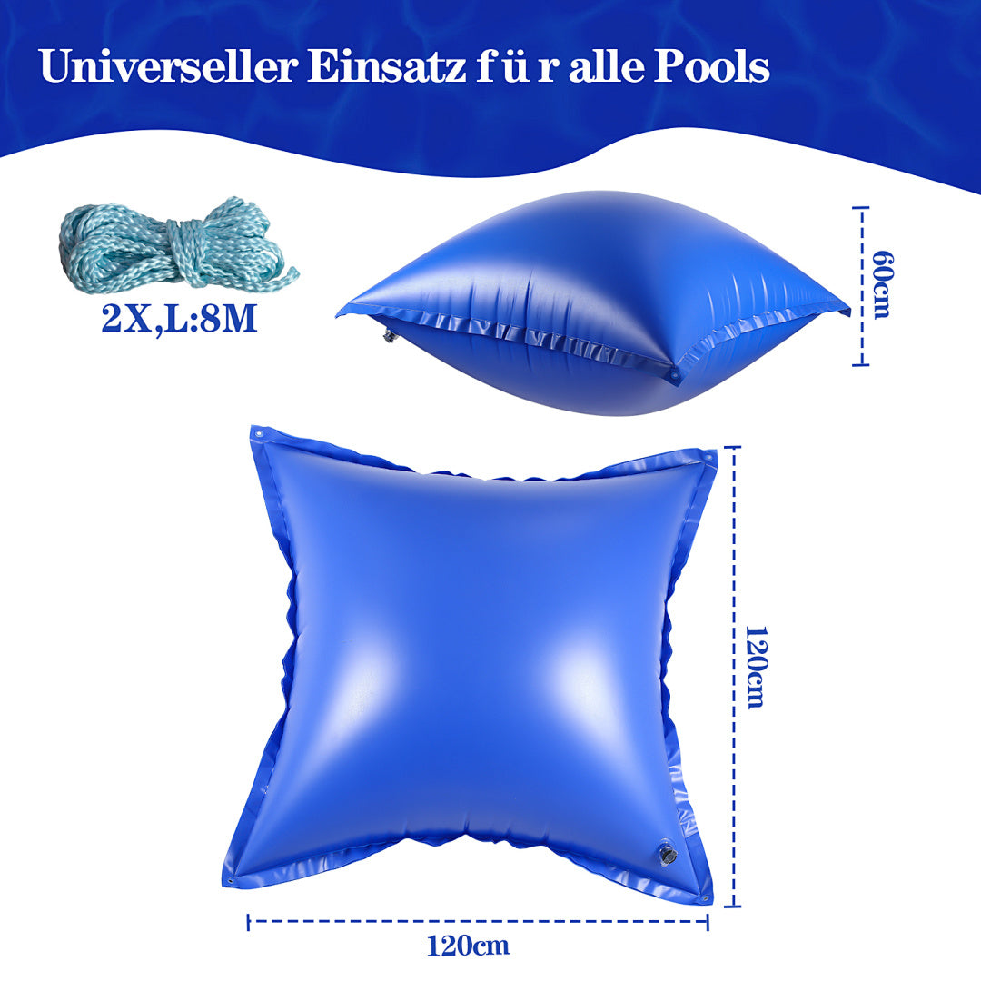 Randaco 2er‑Set Becken Luftkissen 120x120 cm Schwimmbad Luftkissen Winterabdeckung aufblasbares PVC‑Luftkissen