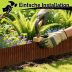 Randaco 5m Rasenkante 15 cm hoch Beeteinfassung aus Metall 0.3 mm Stahl mit umgelegten Kanten inkl. Verbinder und Handschuhe Beetumrandung