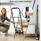 Randaco 2‑in‑1 Sackkarre mit Trittleiter 2‑Stufen‑ / 3‑Stufen‑Ausführung klappbare Sackkarre treppengängig treppengängig kompakt und transportabe