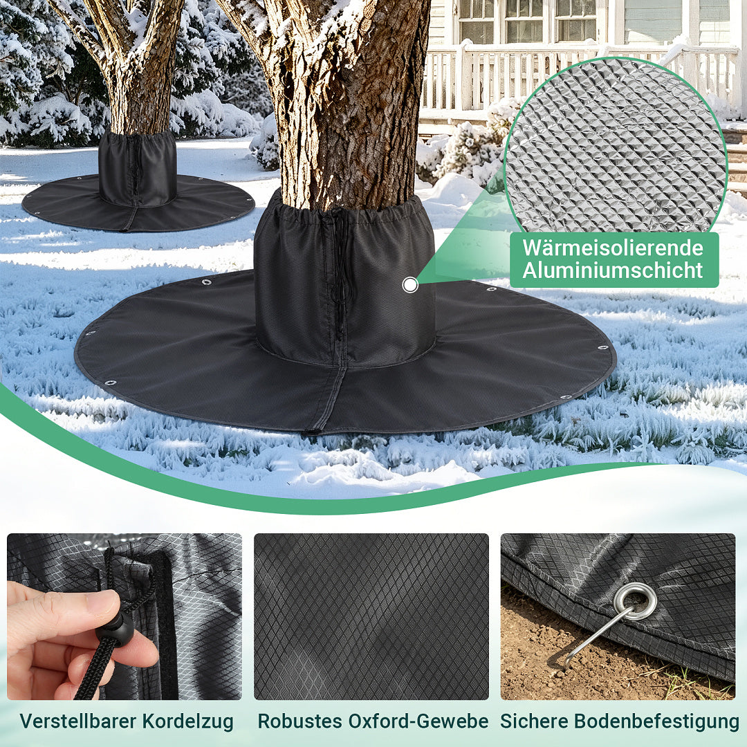 Randaco 2er-Set anthrazitfarbene Wurzelschutzabdeckungen mit Erdankern flexible Bodenmatten für Gartenbäume und Sträucher zur Winterpflege