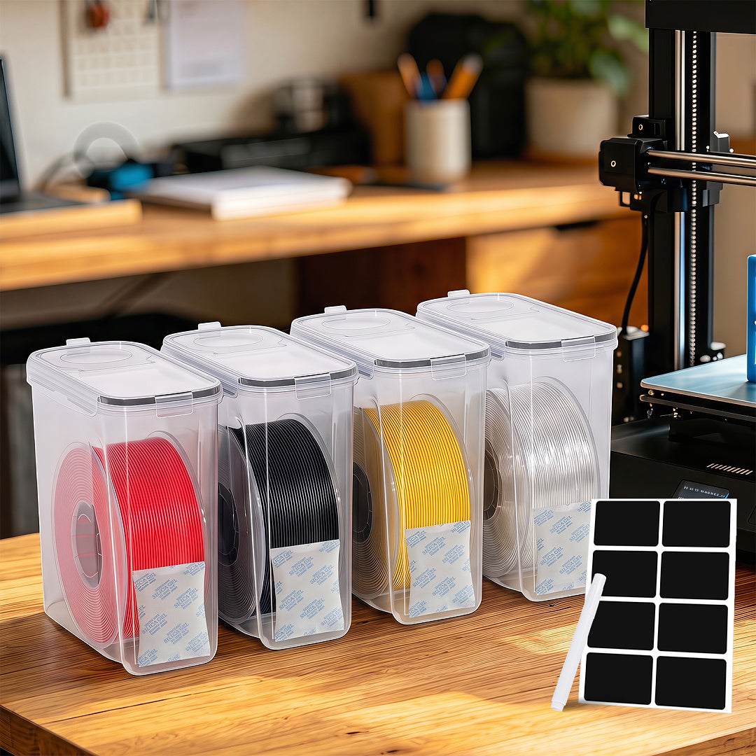 Randaco 3D‑Druck Filament‑Aufbewahrungsbox sichtbare Anzeige inkl. Trockenmittel Etiketten Whiteboard‑Marker