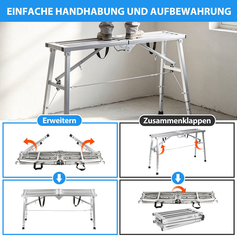 Randaco Arbeitsplattform höhenverstellbar klappbar Stahl Arbeitsbühne mobil 150 kg‑500 kg mit 3/4 Höhen Tragfähigkeit
