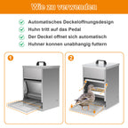Randaco Futterautomat Hühner 5kg Hühnerfutterautomat mit Trittplatte Geflügel Futterspender Verzinkter Futtertrog Mäuseschutz Trockenfutterbox für Stall und Außenbereich