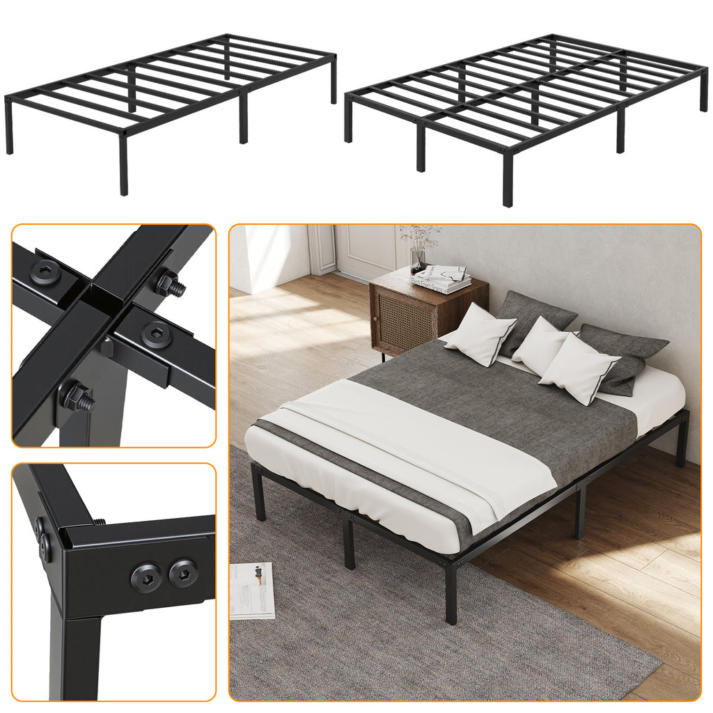 Randaco Metallbettrahmen stabil 90×200cm/140×200 cm Platzsparender Bettrahmen Einzelbettrahmen bis 200 kg Doppelbettrahmen bis 300 kg