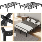 Randaco Metallbettrahmen stabil 90×200cm/140×200 cm Platzsparender Bettrahmen Einzelbettrahmen bis 200 kg Doppelbettrahmen bis 300 kg