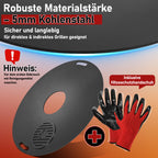 Randaco Carbonstahl Feuerplatte Ø 80 cm mit Grilleinsatz und Handschuhen, Grillplatte für Feuertonne und Feuerschale, Plancha Grillring für BBQ und Teppanyaki