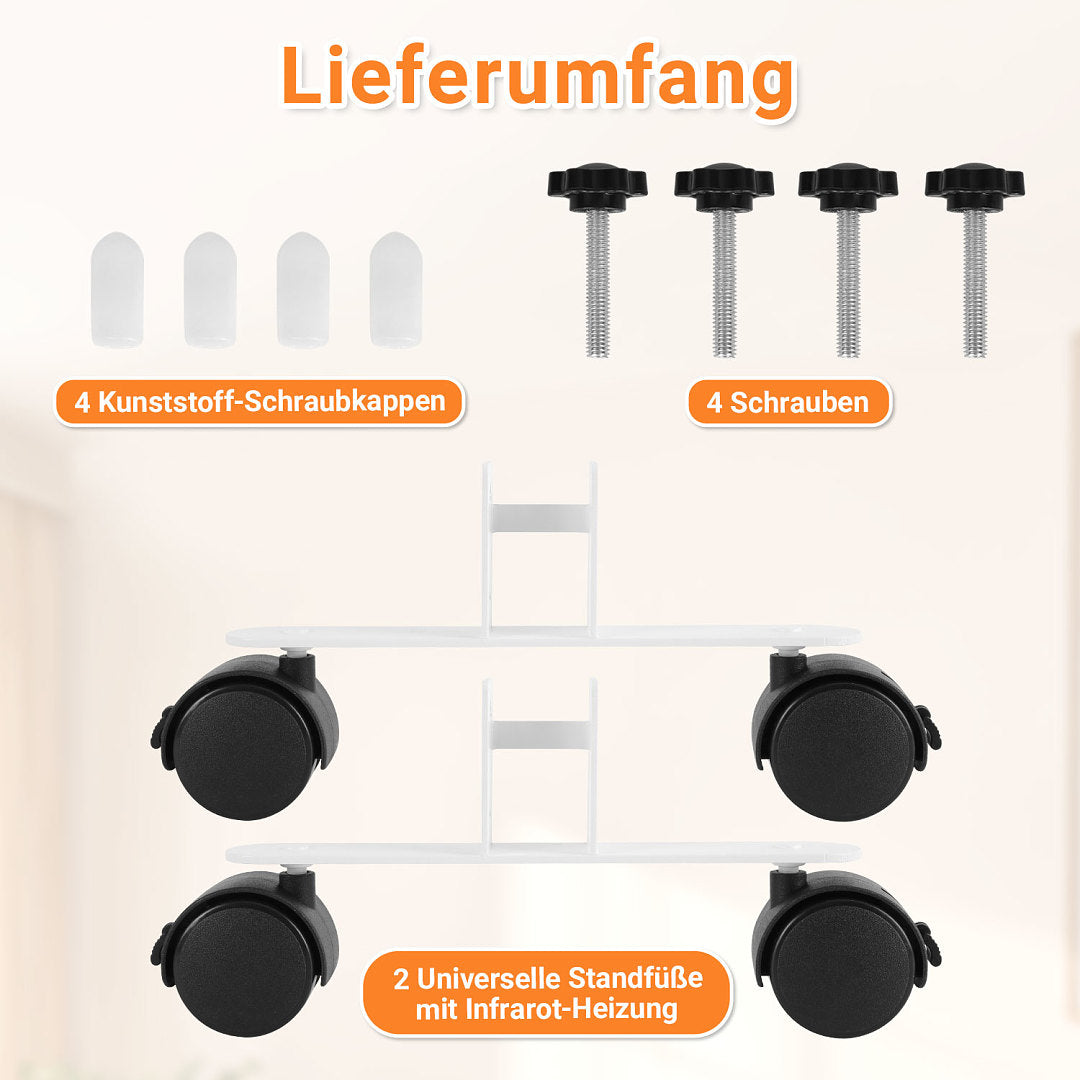 Randaco 2‑teiliges Heizpaneel Ständer mit Rollen Standfüße für Infrarot Heizpaneele bewegbare Stützbeine Heizung