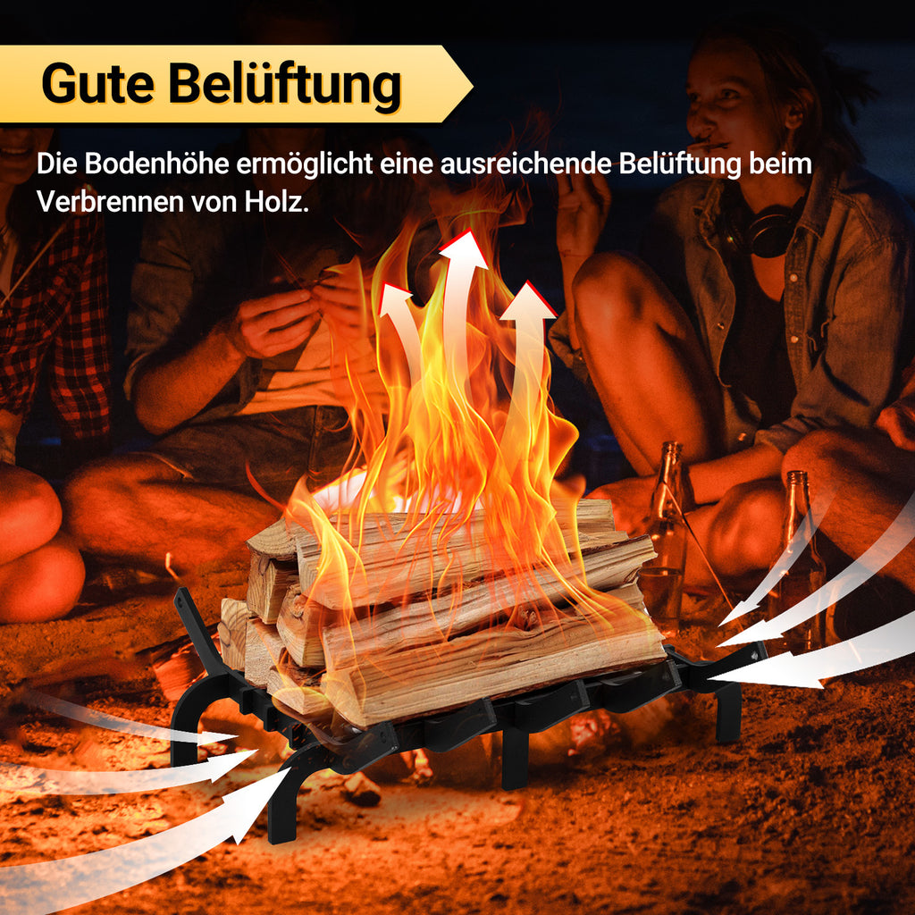 Randaco Feuerrost für Innen‑ und Außenbereich Metall‑Brennholzrost mit 50 kg Tragfähigkeit für Kamine