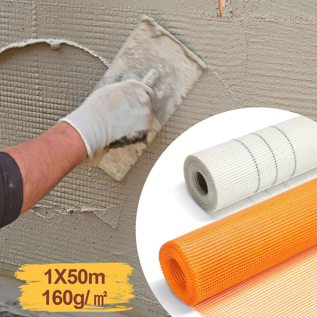 Randaco 1mx50m Armierungsgewebe 160 g/m² Glasfasergewebe 4x4mm Armierungsgewebe Außen Innen Rissschutz & Stabilität Putzgewebe