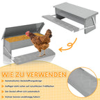 Randaco Futterautomat Hühner 5kg verzinkter Futterspender mit Trittklappe wetterfester Deckel gegen Futterverlust und Wildtiere für Hühnerstall und Geflügel