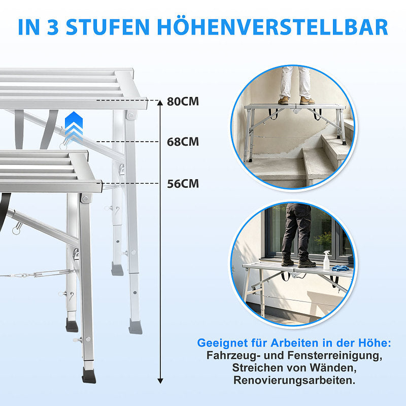 Randaco Arbeitsplattform höhenverstellbar klappbar Stahl Arbeitsbühne mobil 150 kg‑500 kg mit 3/4 Höhen Tragfähigkeit
