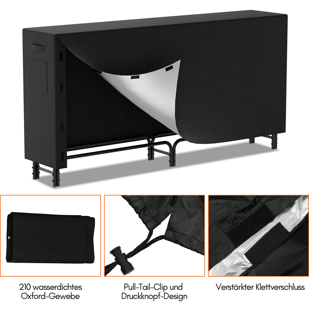 Randaco Kaminholzregal mit Schutzhülle Stahlrahmen 244x34.5x124cm bis zu 300KG