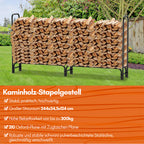 Randaco Kaminholzregal mit Schutzhülle Stahlrahmen 244x34.5x124cm bis zu 300KG
