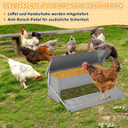 Randaco Futterautomat Hühner 5kg verzinkter Futterspender mit Trittklappe wetterfester Deckel gegen Futterverlust und Wildtiere für Hühnerstall und Geflügel