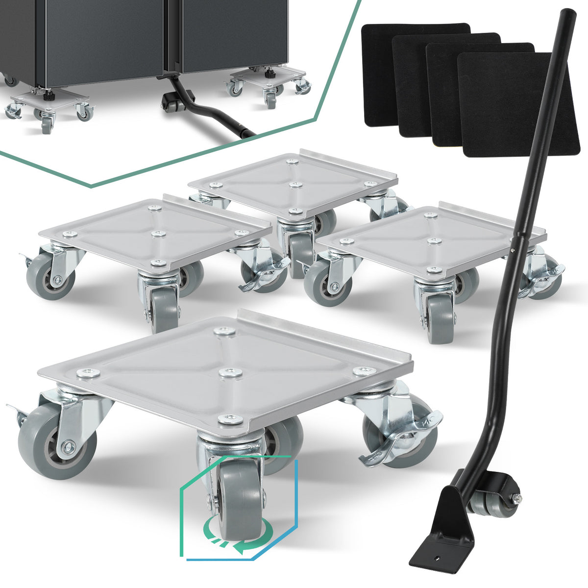 Randaco Möbelroller Transportroller Set mit Lastenheber Max 600KG