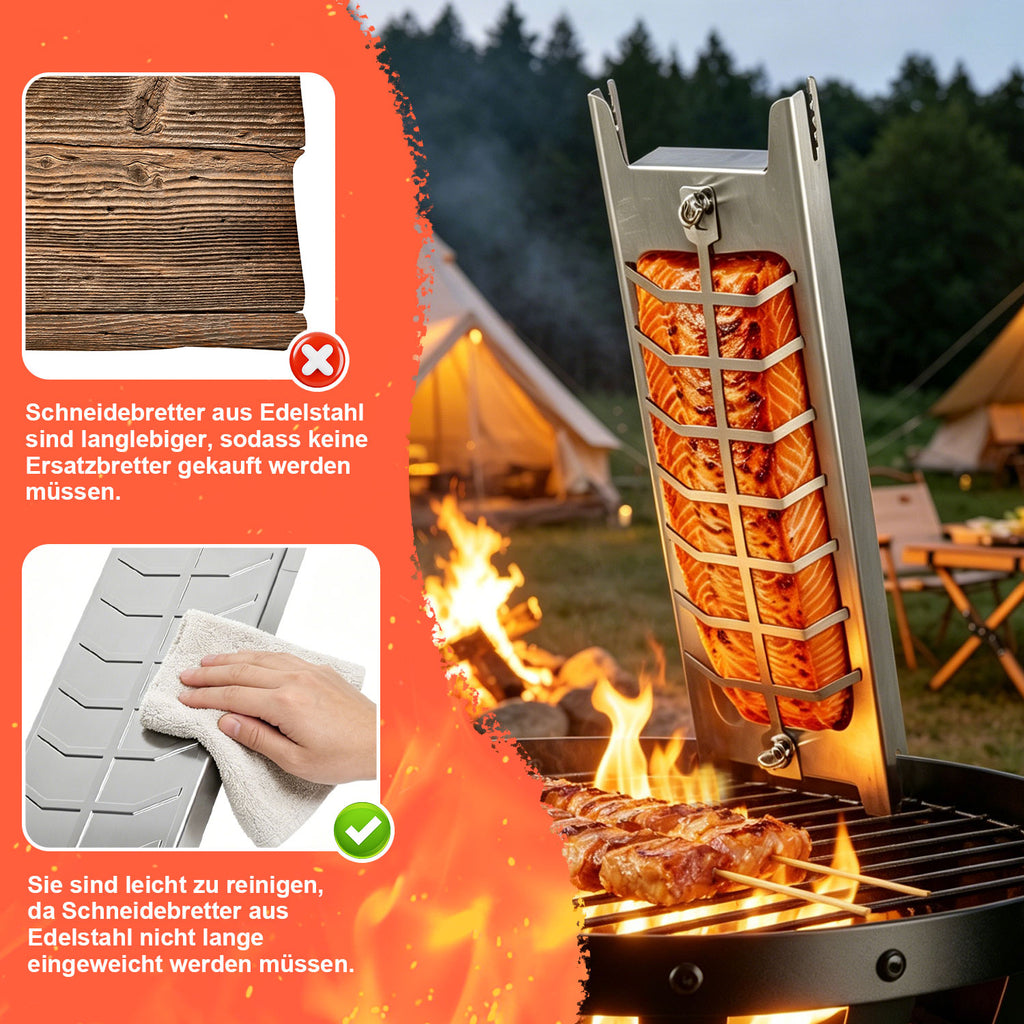 Randaco Flammlachsbrett Edelstahlplatte