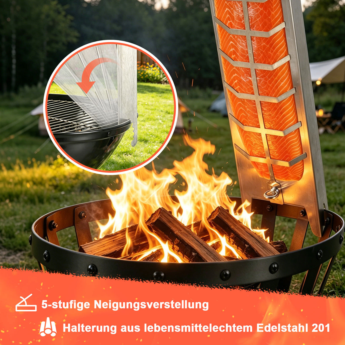Randaco Flammlachsbrett Edelstahlplatte
