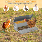 Randaco Futterautomat Hühner 5kg verzinkter Futterspender mit Trittklappe wetterfester Deckel gegen Futterverlust und Wildtiere für Hühnerstall und Geflügel