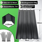 Randaco 12Stück Wellblech Dachplatten für Schuppen Trapezblech für Carport