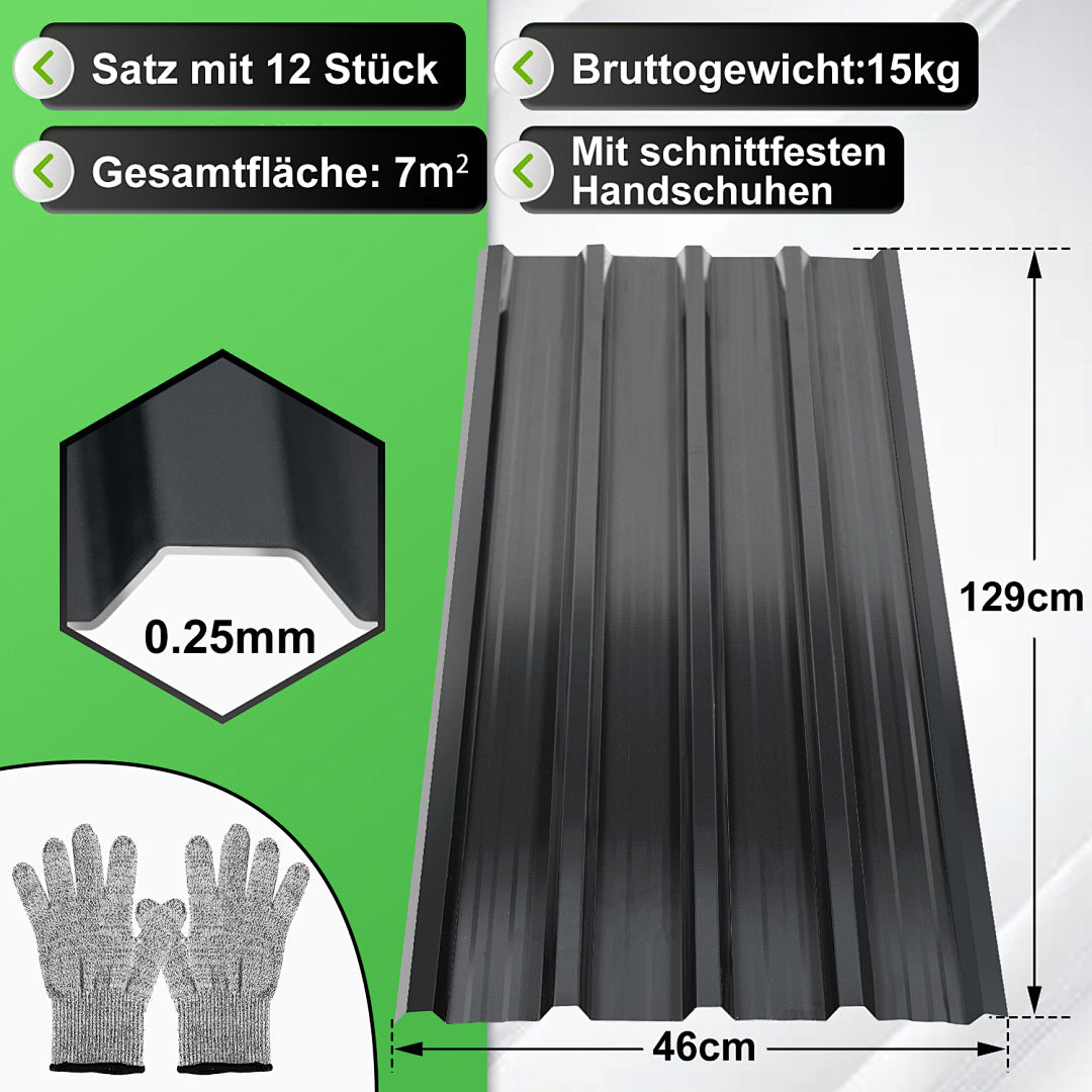 Randaco 12Stück Wellblech Dachplatten für Schuppen Trapezblech für Carport
