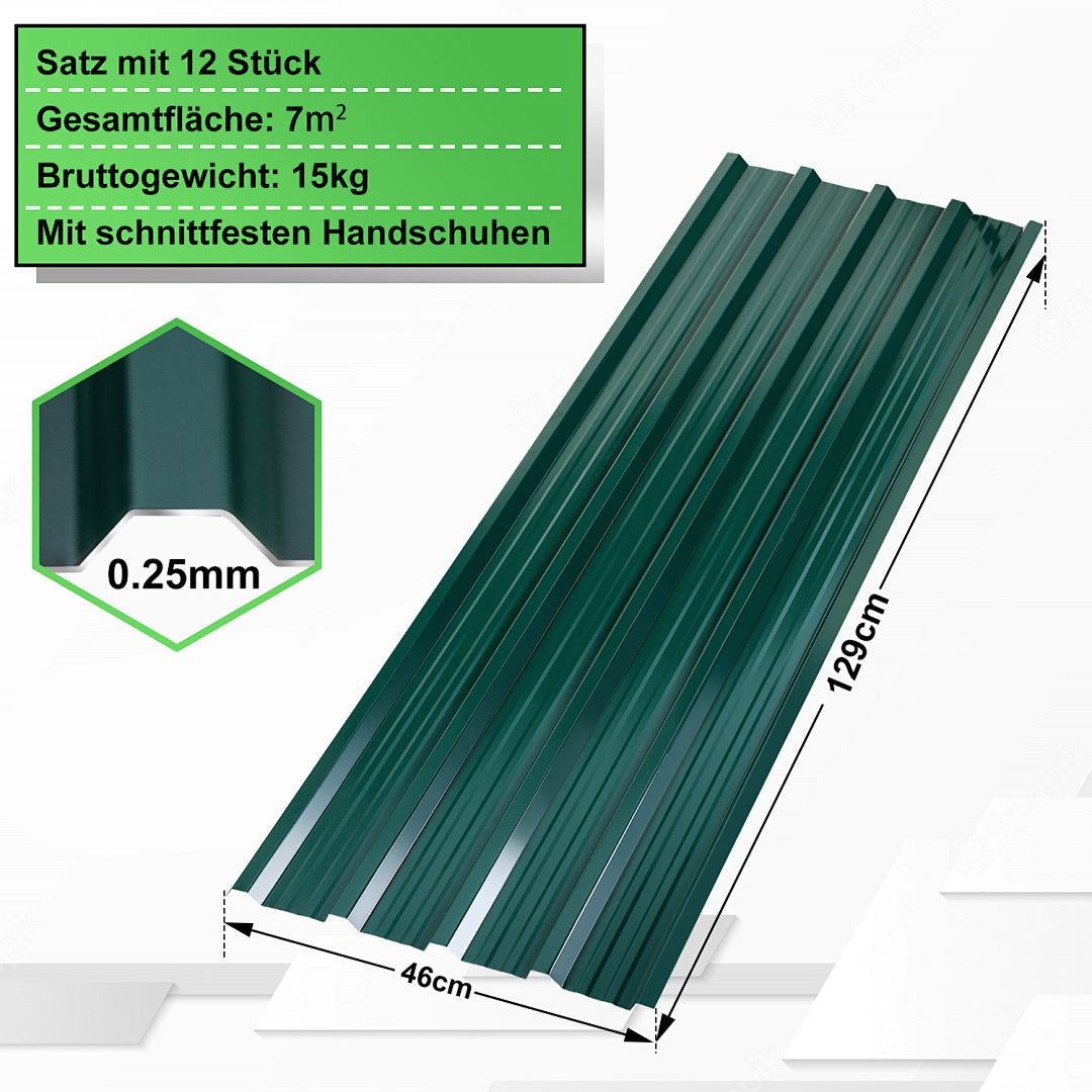 Randaco 12Stück Wellblech Dachplatten für Schuppen Trapezblech für Carport