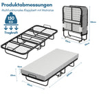 Randaco Klappbett 90x200cm Gästebett Klappbarer mit 13cm Matratze und Rollen bis 200 kg