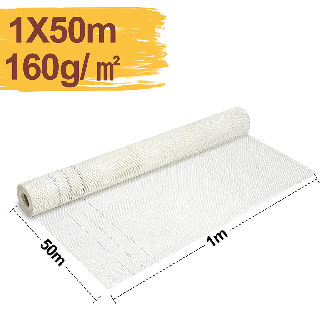 Randaco 1mx50m Armierungsgewebe 160 g/m² Glasfasergewebe 4x4mm Armierungsgewebe Außen Innen Rissschutz & Stabilität Putzgewebe