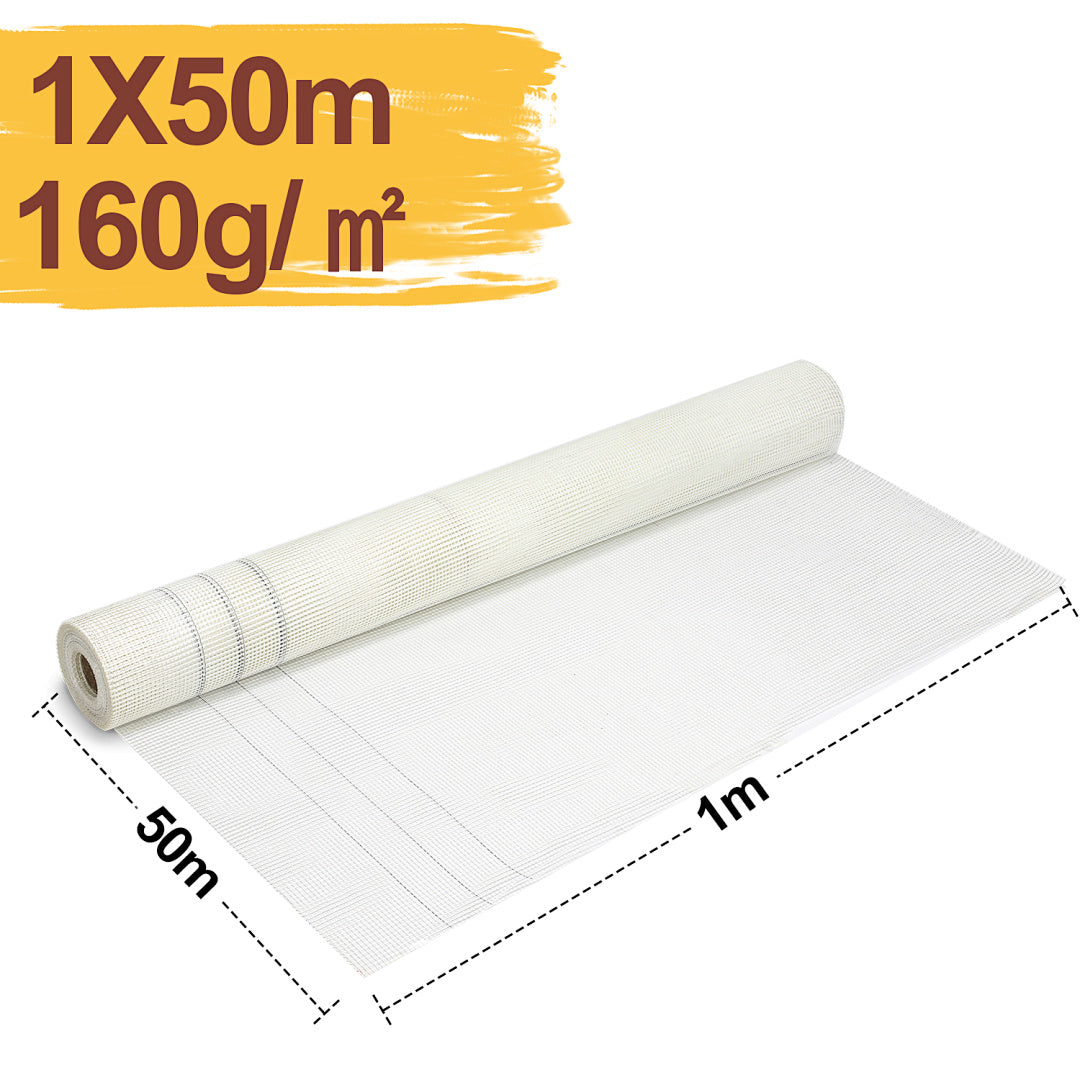 Randaco 1mx50m Armierungsgewebe 160 g/m² Glasfasergewebe 4x4mm Armierungsgewebe Außen Innen Rissschutz & Stabilität Putzgewebe