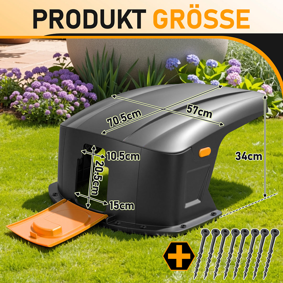 Mähroboter-Garage aus ABS mit Klappdach, 70,5 × 57 × 33 cm