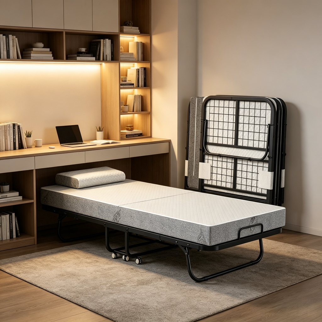 Randaco Klappbett 90x200cm Gästebett Klappbarer mit 13cm Matratze und Rollen bis 200 kg