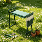 Randaco 2 in 1 Klappbar Gartenbank mit Werkzeugtasche 60x50x28cm Grün