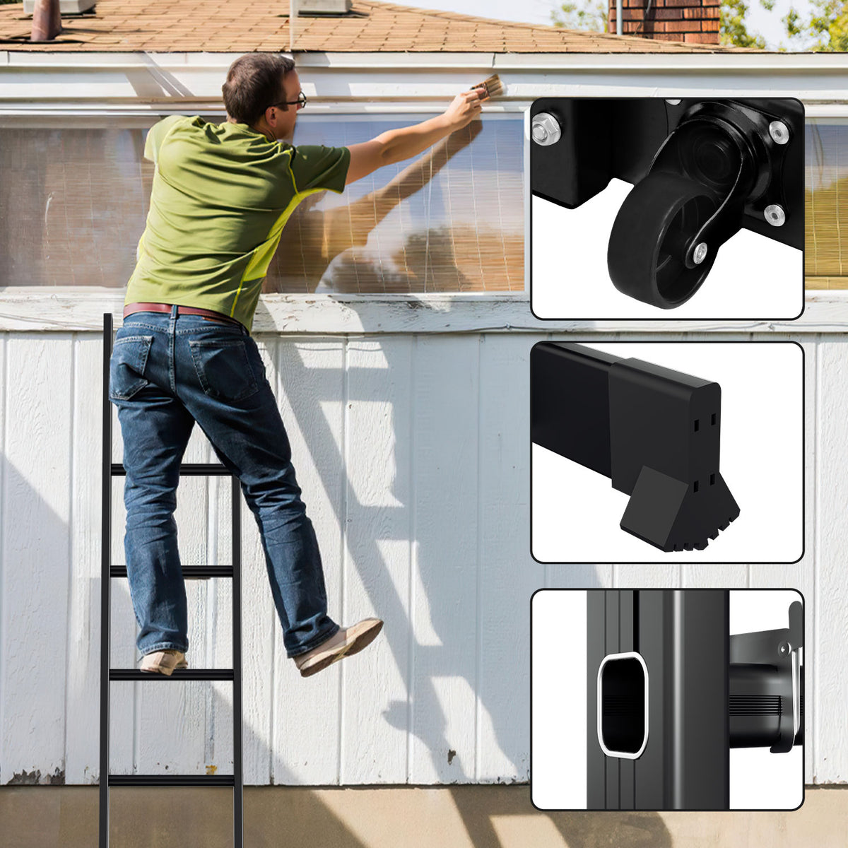 Randaco Gerüst 4‑in‑1 Mehrzweckleitern aluminium 6+6 Stufen mit Plattform & Rollen bis 150 kg belastbar