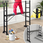 Randaco Gerüst 4‑in‑1 Mehrzweckleitern aluminium 6+6 Stufen mit Plattform & Rollen bis 150 kg belastbar
